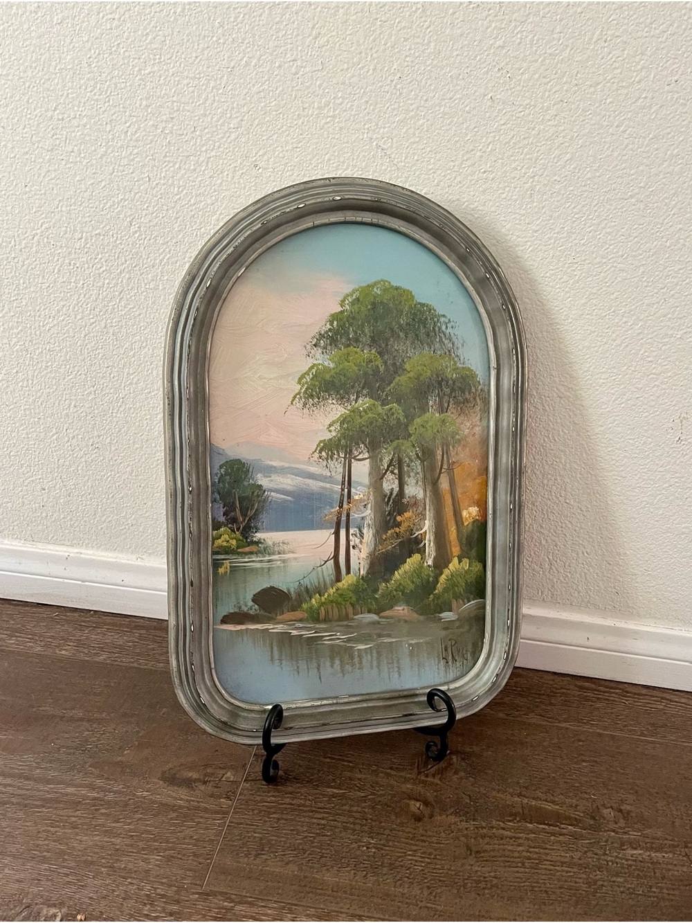Vintage framed original painting landscape by Franch artist “La Rue” 12/18 in